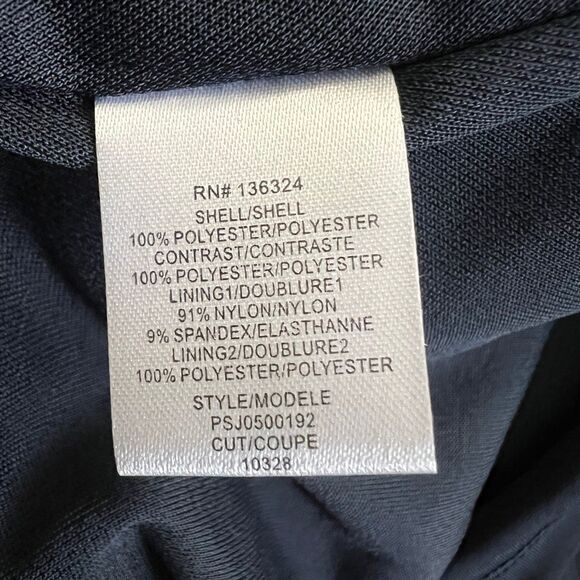 Halston Heritage Navy Pleated Cocktail Dress | V-Neck Sleeveless Fit & Flare | S - Picture 7 of 9